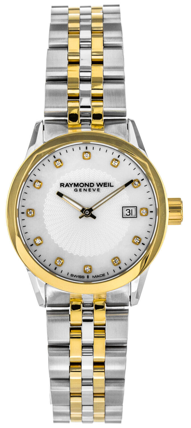 Raymond Weil Freelancer 12 Diamonds White MOP Dial Two Tone Watch 5629-STP-97081