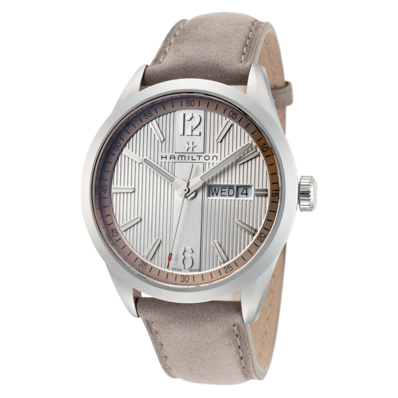 Hamilton Broadway Silver Dial Grey Leather Mens H43311915