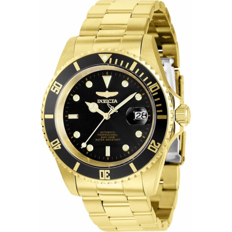 Invicta Men Watch Pro Diver Automatic Black Dial Yellow Gold Bracelet 8929OBXL