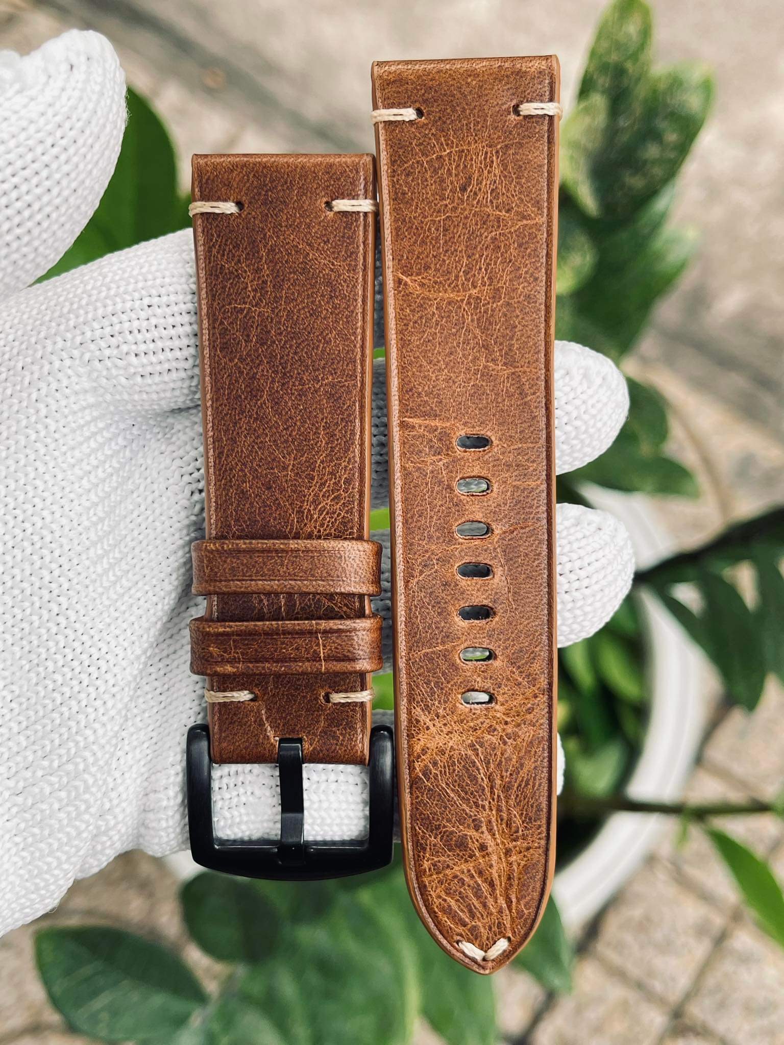 Xs Handmade Wax Leather Watch Band X02091