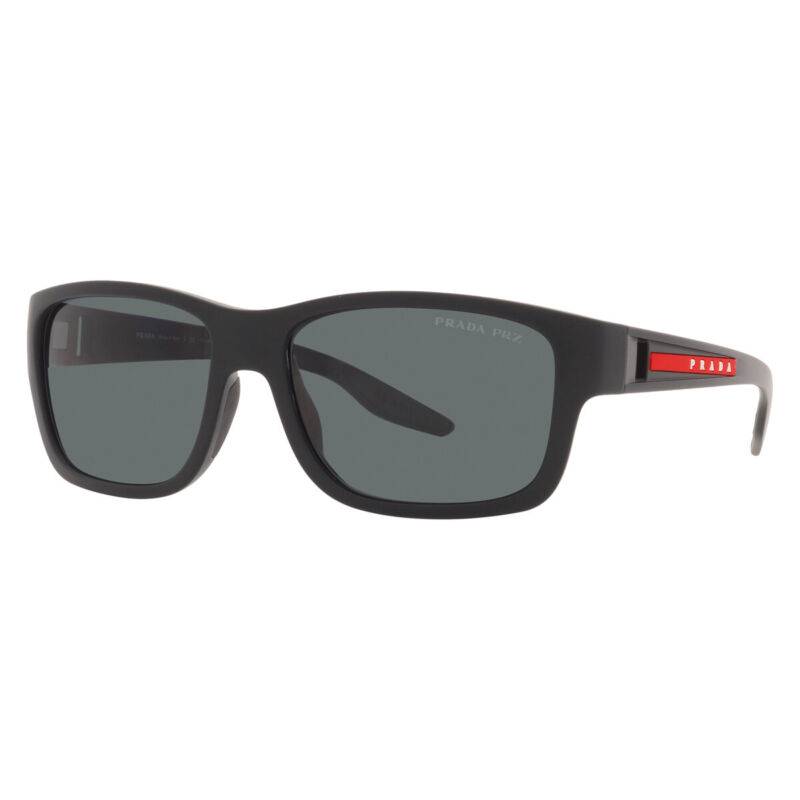 Prada Men Linea Rossa 59mm Black Rubber Sunglasses PS-01WS-DG002G
