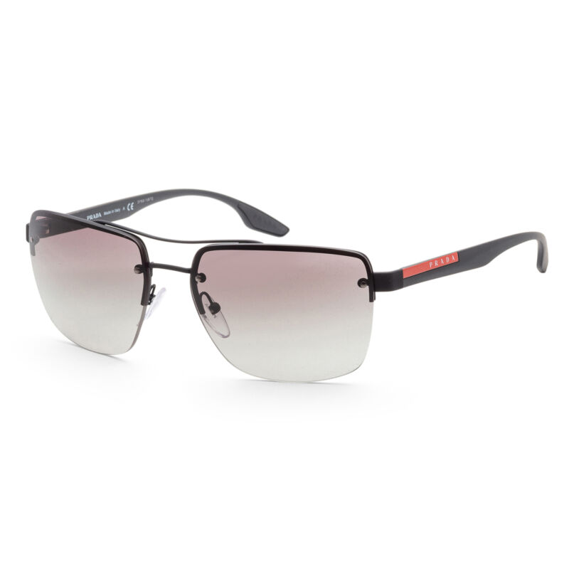 Prada Men Fashion 62mm Black Rubber Sunglasses PS60US-DG03M1