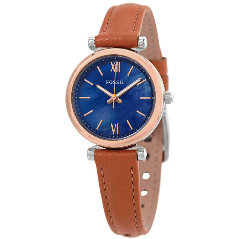 Fossil Ladies Carlie Mini Three Hand Tan Leather Watch ES4701