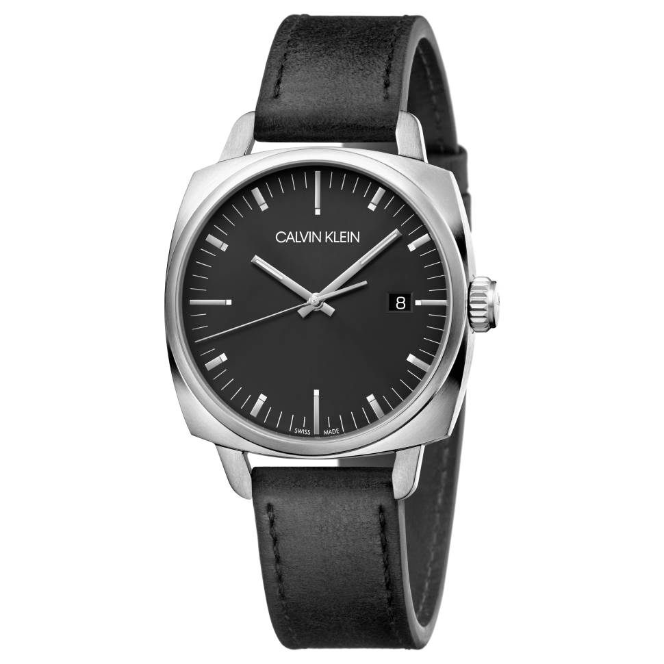 Calvin Klein Men K9N111C1 Frater Black Dial 39mm Leather Watch