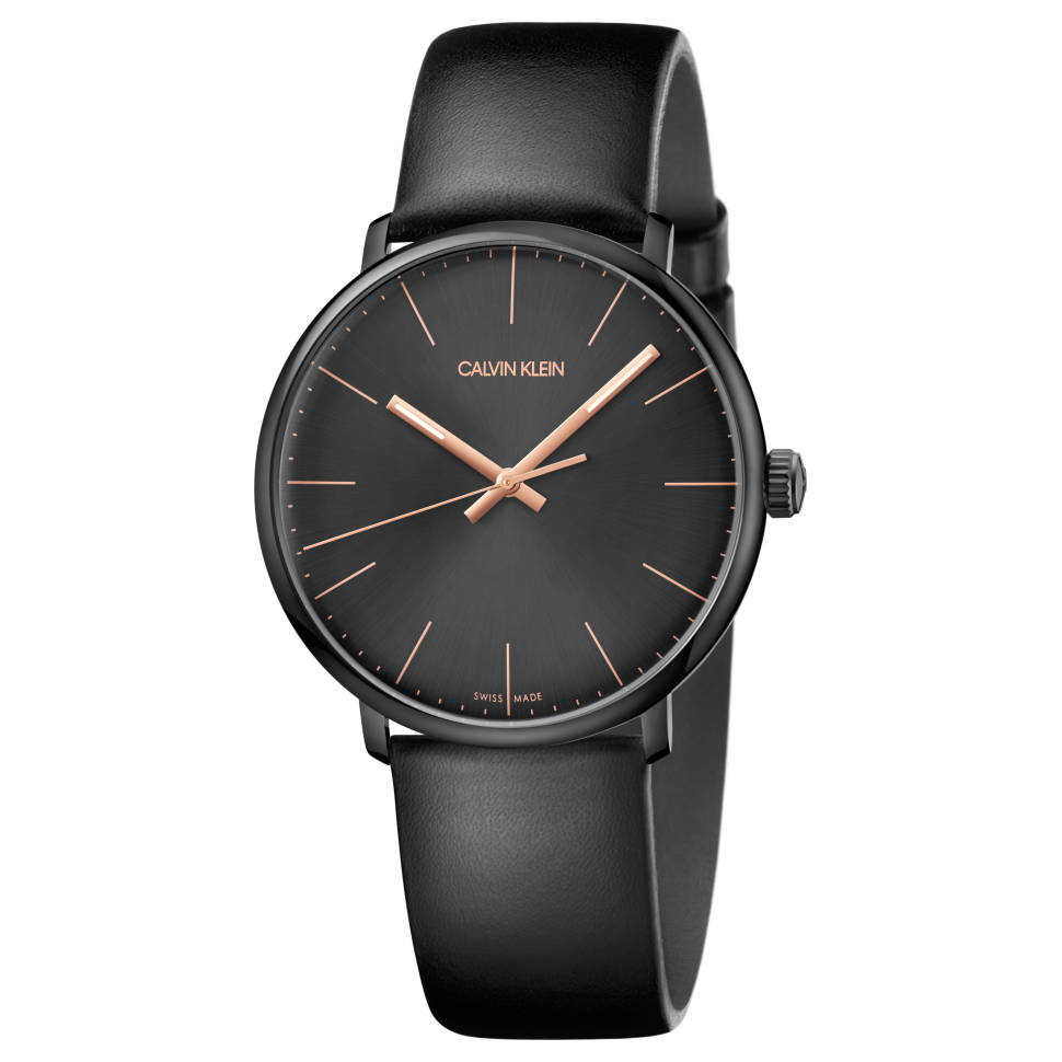 Calvin Klein Men Highnoon Black Dial 43mm Leather Watch K8M214CB