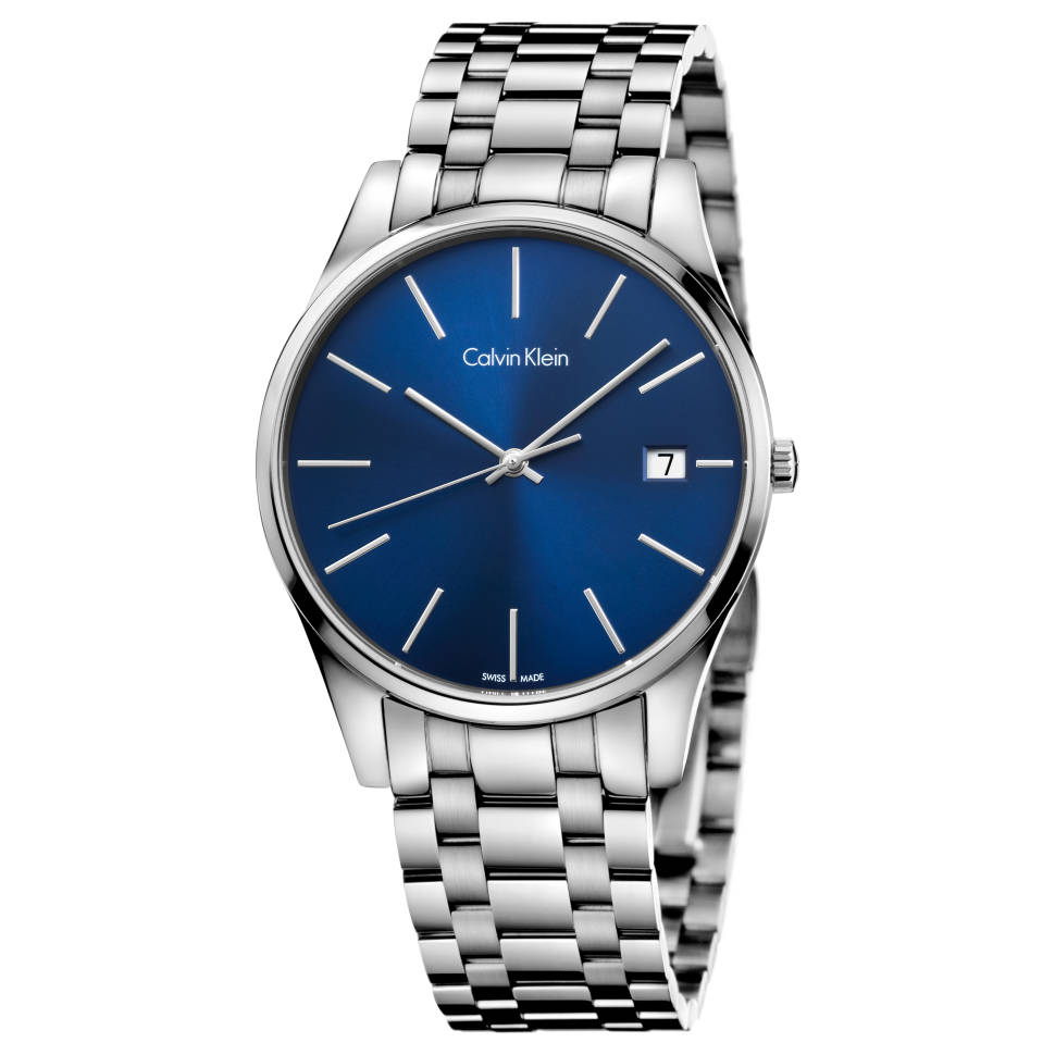 Calvin Klein Men Time Blue Dial 40mm Stainless Steel Watch K4N2114N