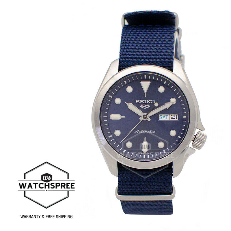 Seiko 5 Sports Automatic Navy Blue Nylon Strap Watch SRPE63K1