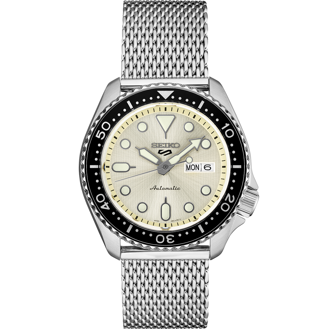 Seiko 5 Automatic Champagne Day Date Steel Bracelet Watch SRPE75