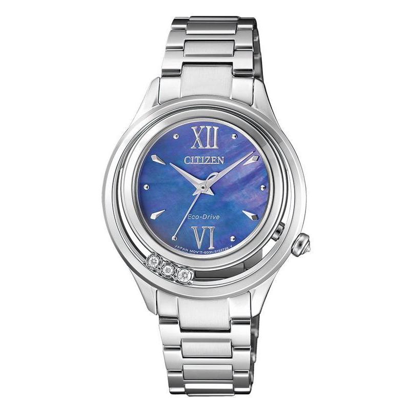 Citizen Women Eco Drive Sunrise Blue Dial Floating Diamond Watch EM0510-53N