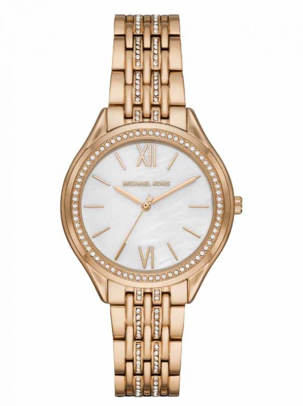 Michael Kors Women Mindy Mother of Pearl Rose Gold Tone Watch MK7078