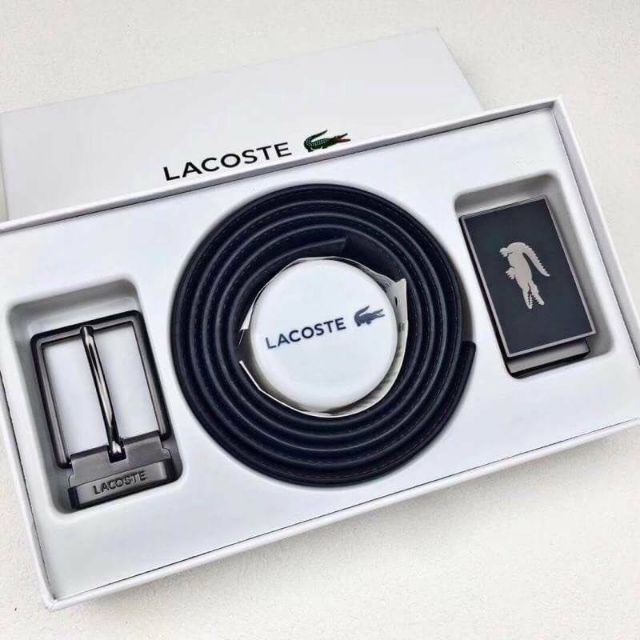 Lacoste Men Reversible Leather Belt And 2 Buckles Gift Set 30mm RC4011