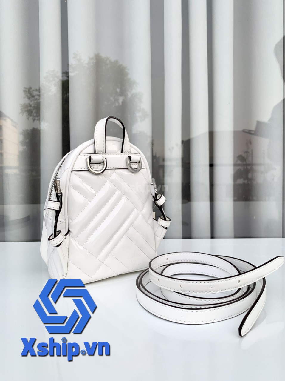 Michael Kors Abbey Mini Quilted Backpack In Optic White 35S0SAYC0A