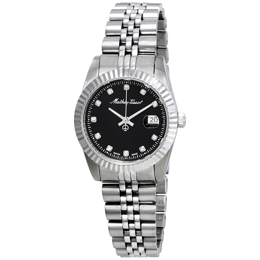 Mathey Tissot Rolly III Crystal Black Dial Ladies D810AN