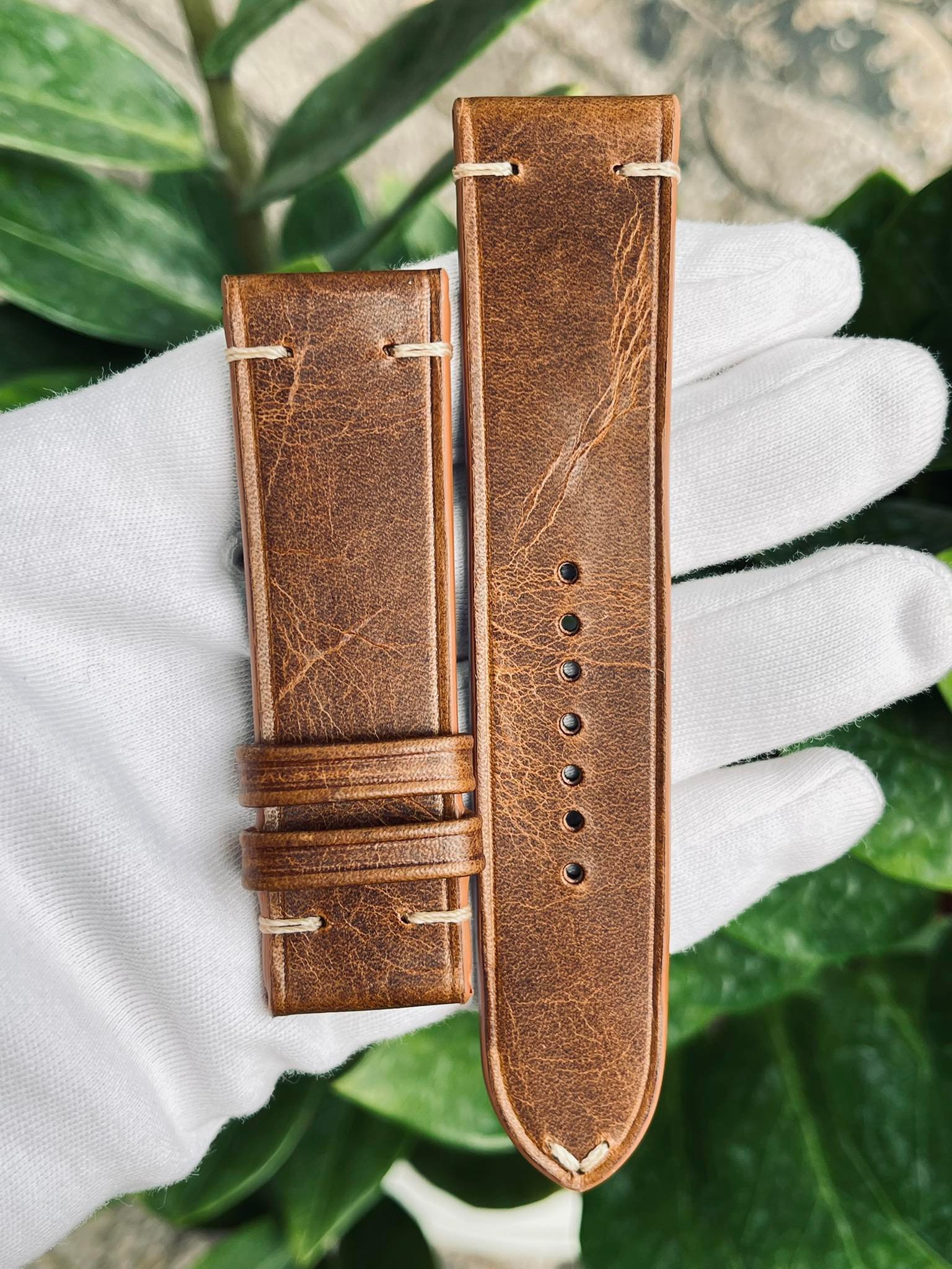 Xs Handmade Wax Leather Watch Band X02042