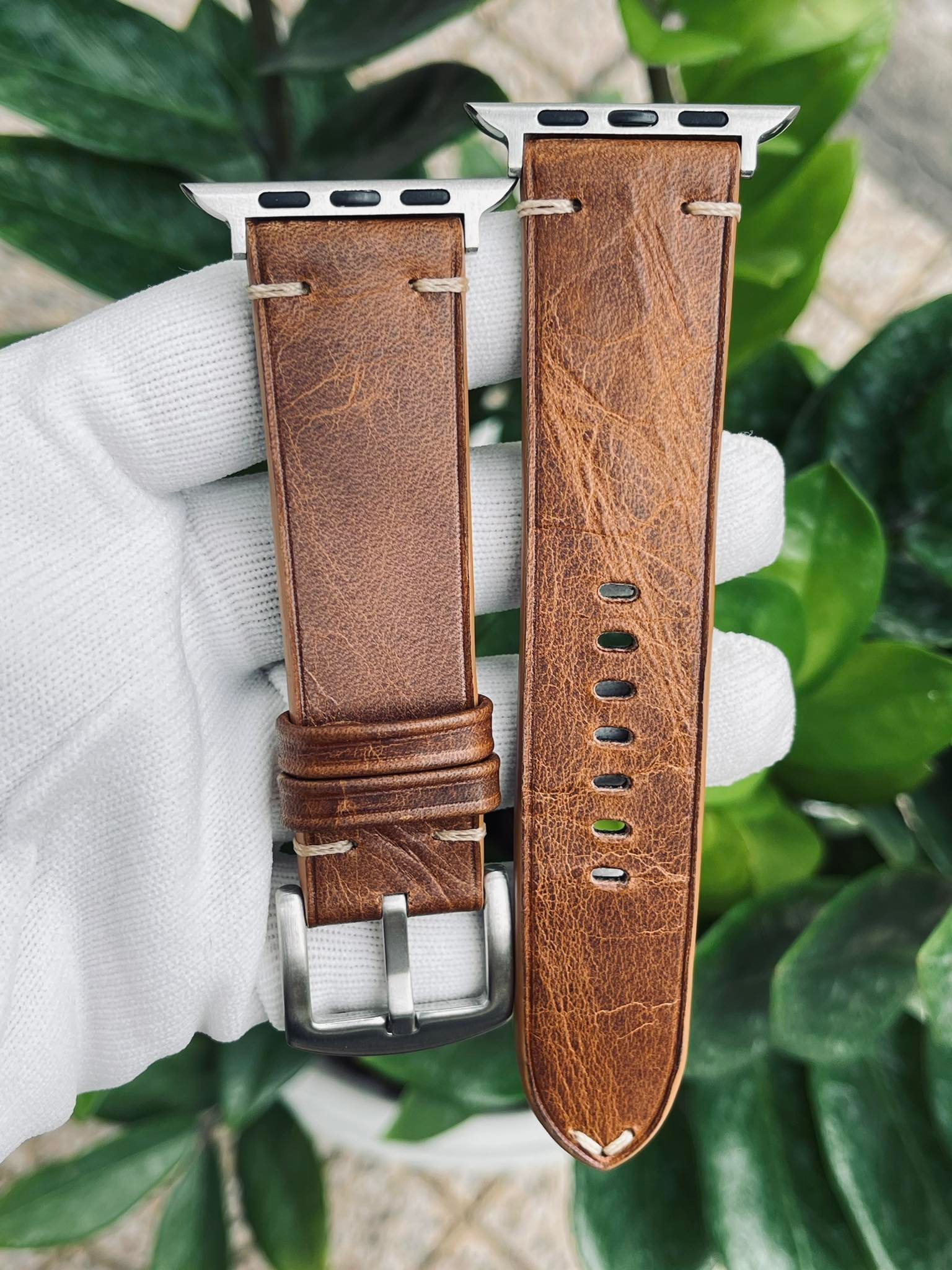 Xs Handmade Wax Leather Apple Watch Band X02057